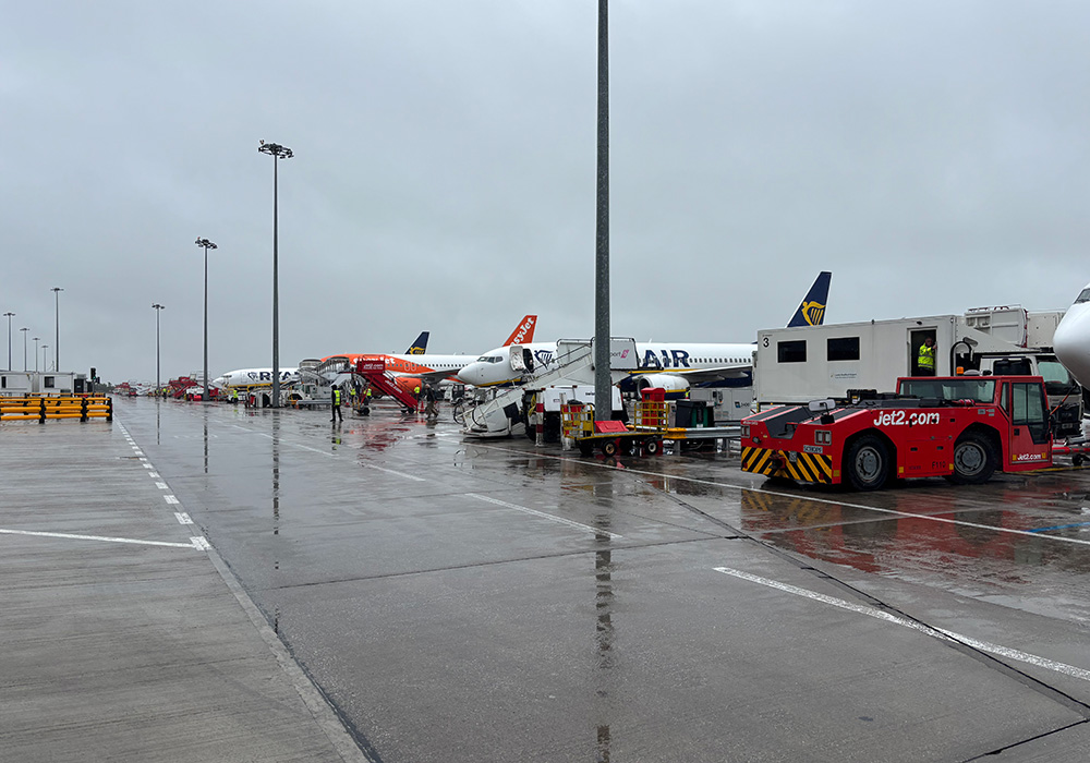 Leeds Bradford Airport in rain