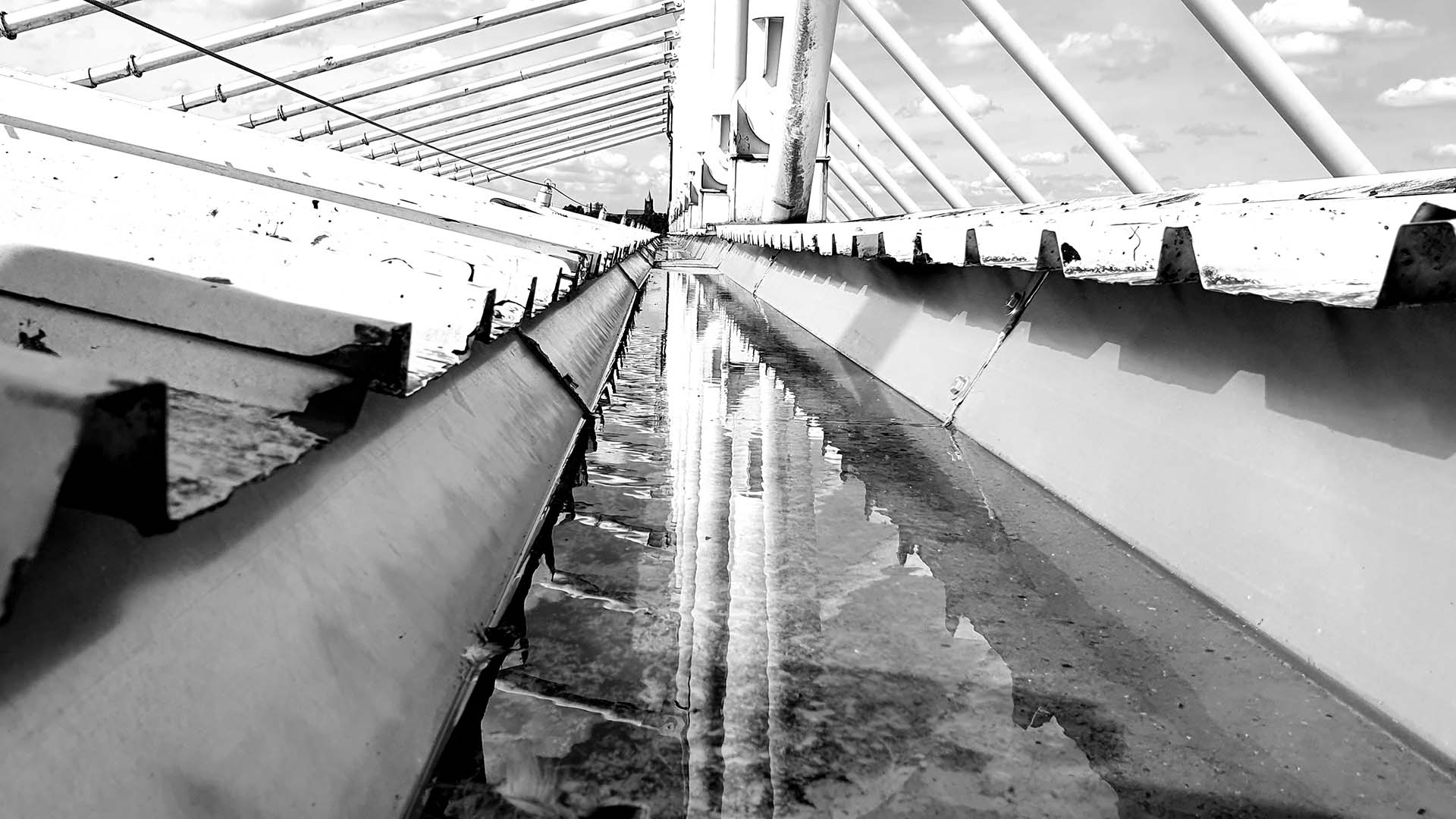Roof covered in water