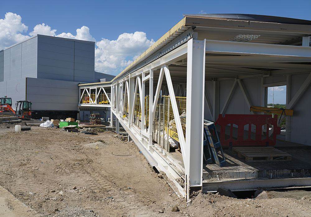 Outside the airport white structure